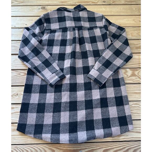 NWT Beach Lunch Lounge Button Up Shacket Size Small Women’s Black Tan - Picture 2 of 8